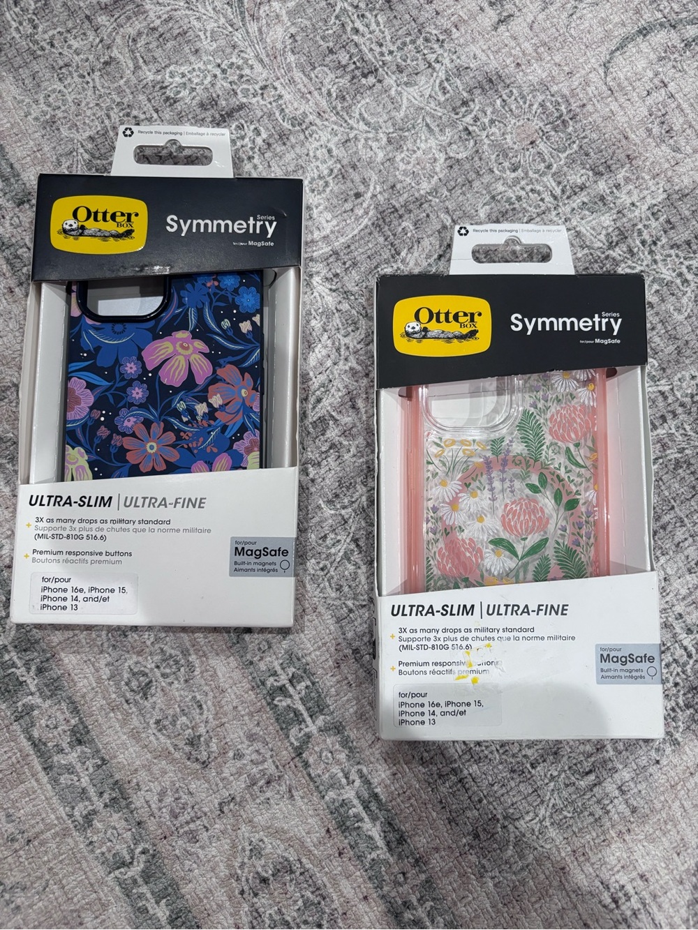 iPhone 13 14 15 16 OtterBox Symmetry Ultra-Slim Cases Bundle - Clear & Floral